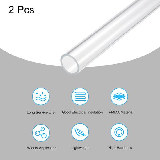 Tube Acrylique Transparent Rigide 26 Mm Intérieur, 32 Mm Extérieur, Longueur 25 Cm - Pour Lampes, Système Eau, DIY