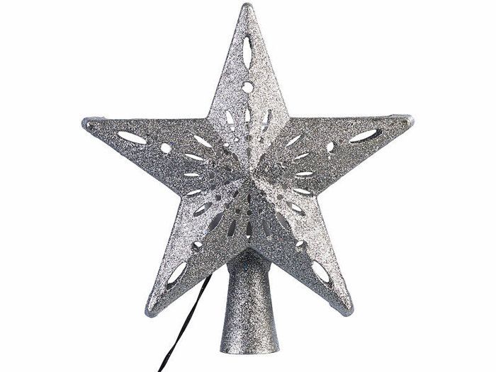 Étoile De Sapin De Noël Pailletée 25,4 Cm Avec Ampoules Intégrées - Décoration De Cime Lumineuse