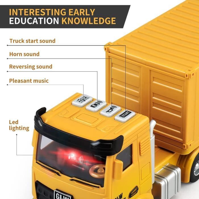 Camion Grumier 1:32 – Alliage, Lumières, Musique, Bras Mobile, 16 Cm, Dès 6 Ans