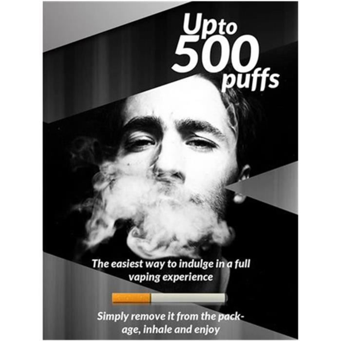 (1 paquet de 3) Ecigarettes jetables au goût tabac de 500 bouffées chacune (Sans nicotine ni