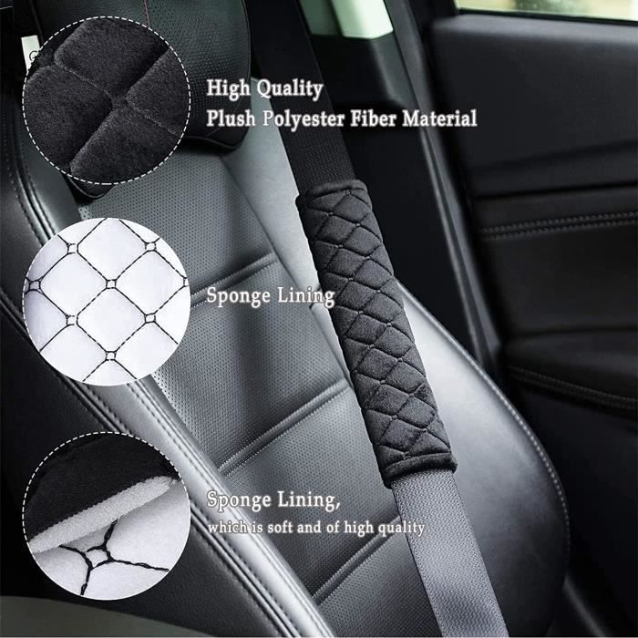 Lot De 4 Coussinets Pour Ceinture De Sécurité Auto EIHI - Noir, 25x6 Cm - Protection épaules Et Cou, Confort Trajet