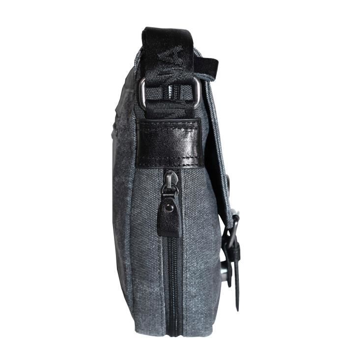 KATANA Grand Sac Bandoulière Homme Toile Et Cuir - Modèle 6586, 3 Couleurs Disponibles