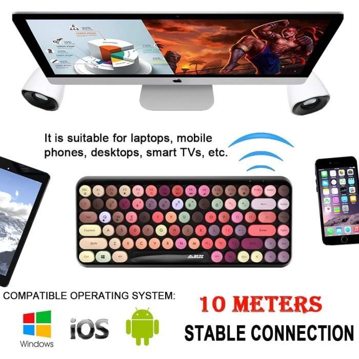 Clavier Bluetooth Sans Fil Joli Clavier Compact 84 Touches 