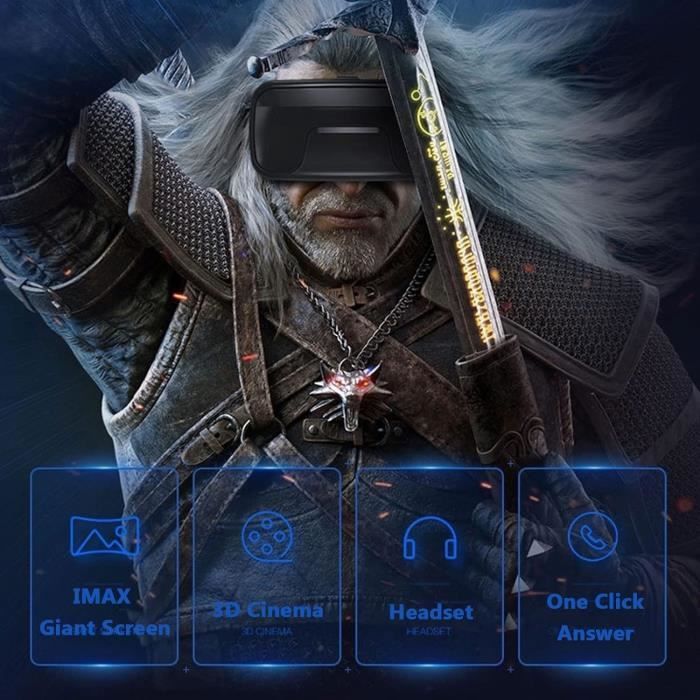 Casque Réalité Virtuelle 3D Avec Télécommande - Compatible Smartphones 4.7 à 6.5" - Lentilles Réglables - Anti-lumière Bleue