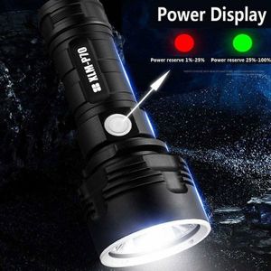 Lampe Torche LED 1 000 000 LUMENS 30W - Rechargeable Tactique COB Noire