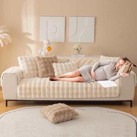 Housse De Canapé D'angle Extensible 190-230 Cm - Imperméable, 1 Pièce, Beige - Protection Anti-taches
