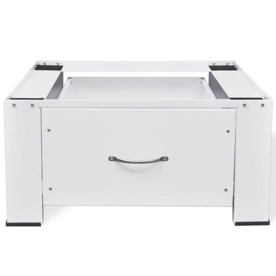 Socle pour Machine à Laver avec Tiroir Blanc Capacité Portante 100 kg