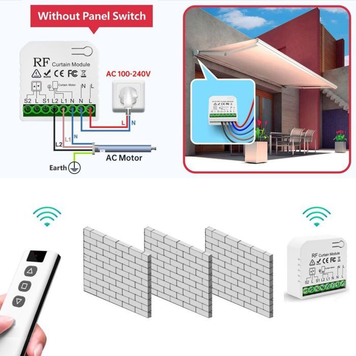 Interrupteur module volet roulant - PZCC - PZCC - Portée 100 m - AC 220-230V - 300 W