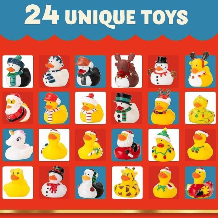 Calendrier de l'Avent Canards en Caoutchouc pour Enfants,Calendrier de l' Avent des Vacances de Noël, 24 Jours avant Noël - Maison