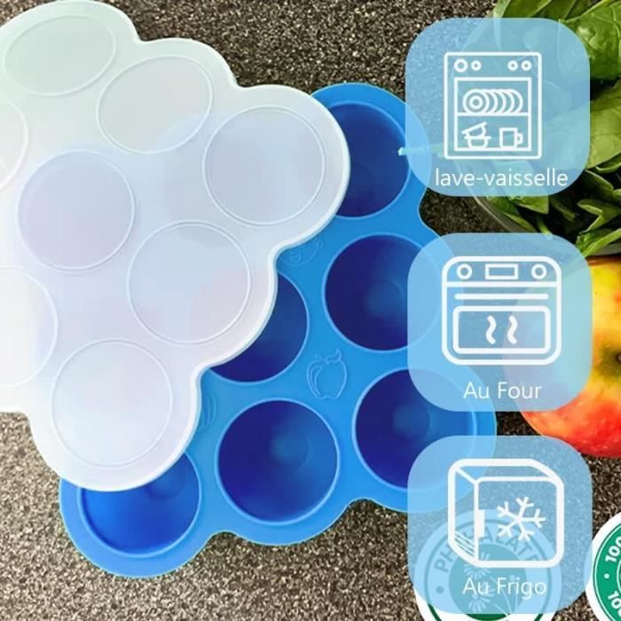 Congélateur En Silicone Avec Couvercles, Contenants De Préparation De Repas Faciles Et Solutions Stockage Cuisine Pour Nourriture Soupe Smoothies Plus Gl
