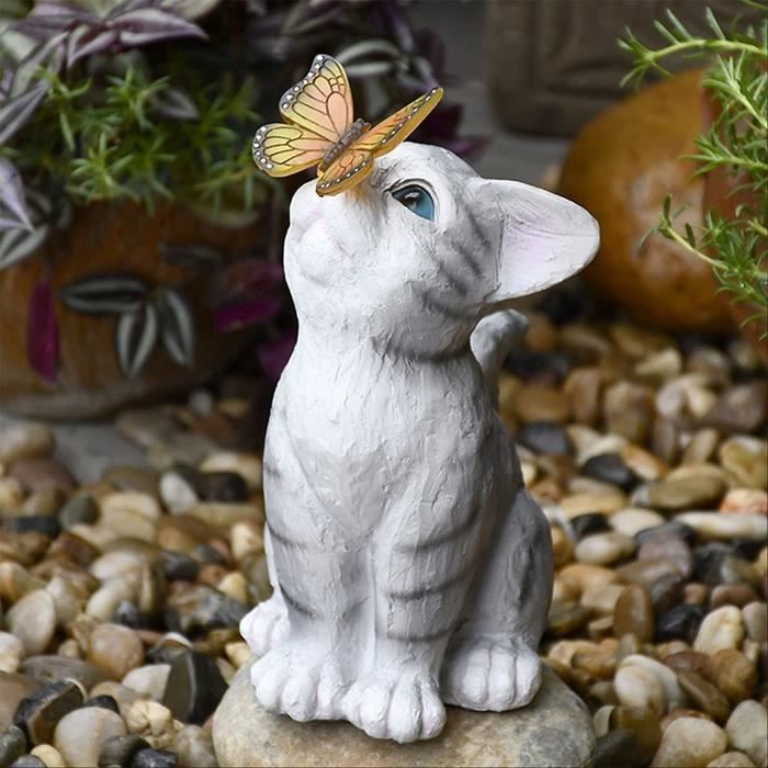 Sculpture de chaton - Statue de jardin de chat lumineuse à LED solaire  Décoration de pelouse Décoration de jardin Meilleur décor d'art pour la  maison ou le bureau intérieur ou extérieur 