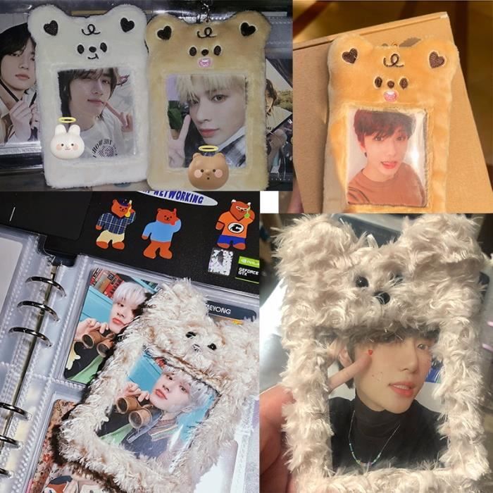 Porte-carte Photo En Peluche Douce - Étui Pour Badges, Cartes D'identité, Cartes De Visite - Pendentif Portable Avec Boucle - Taille 5,5 X 8,4 Cm