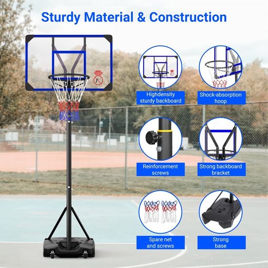 VEVOR Panier De Basket Extérieur Intérieur Portable Réglable En Hauteur 152 213 Cm Panneau De Basket 82 Cm Sur Pied A Roulettes Avec Base De Lestage 92072559