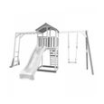 AXI Beach Tower Aire de Jeux avec Toboggan en blanc, Cadre d'escalade, Balançoire & Bac à Sable | Grande Maison enfant extérieur-0