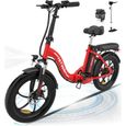 HITWAY Vélo Électrique 20" - E-Bike Adulte Pliable - Batterie 36V/11.2Ah - Moteur 250W - Portée 35-90km - Shimano 7 Vitesses - Rouge-0