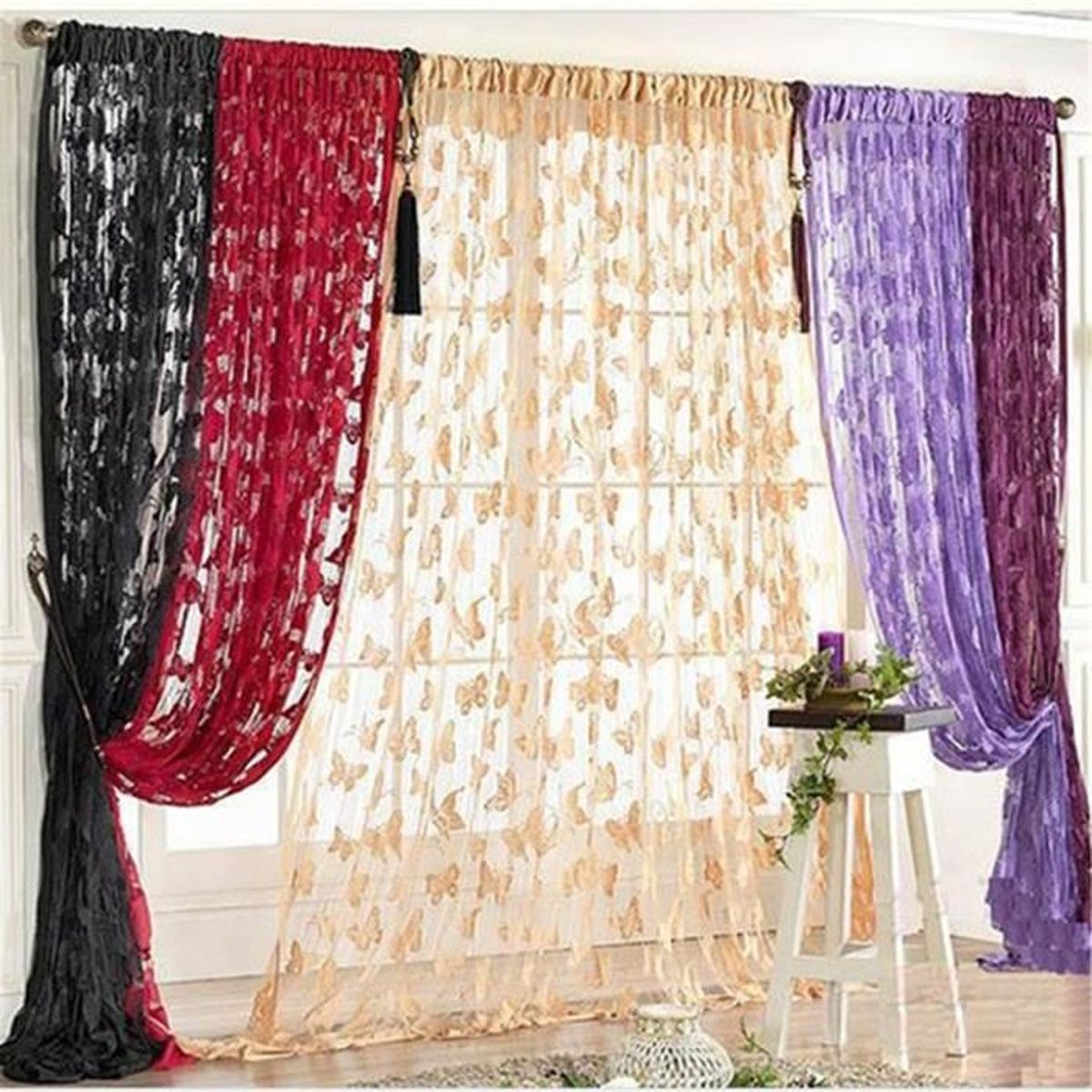 Rideau En Voile à Paillettes Rose - 100 X 270 Cm - Tulle Brillant - Pour Chambre Fille, Salon, Enfant - Romantique
