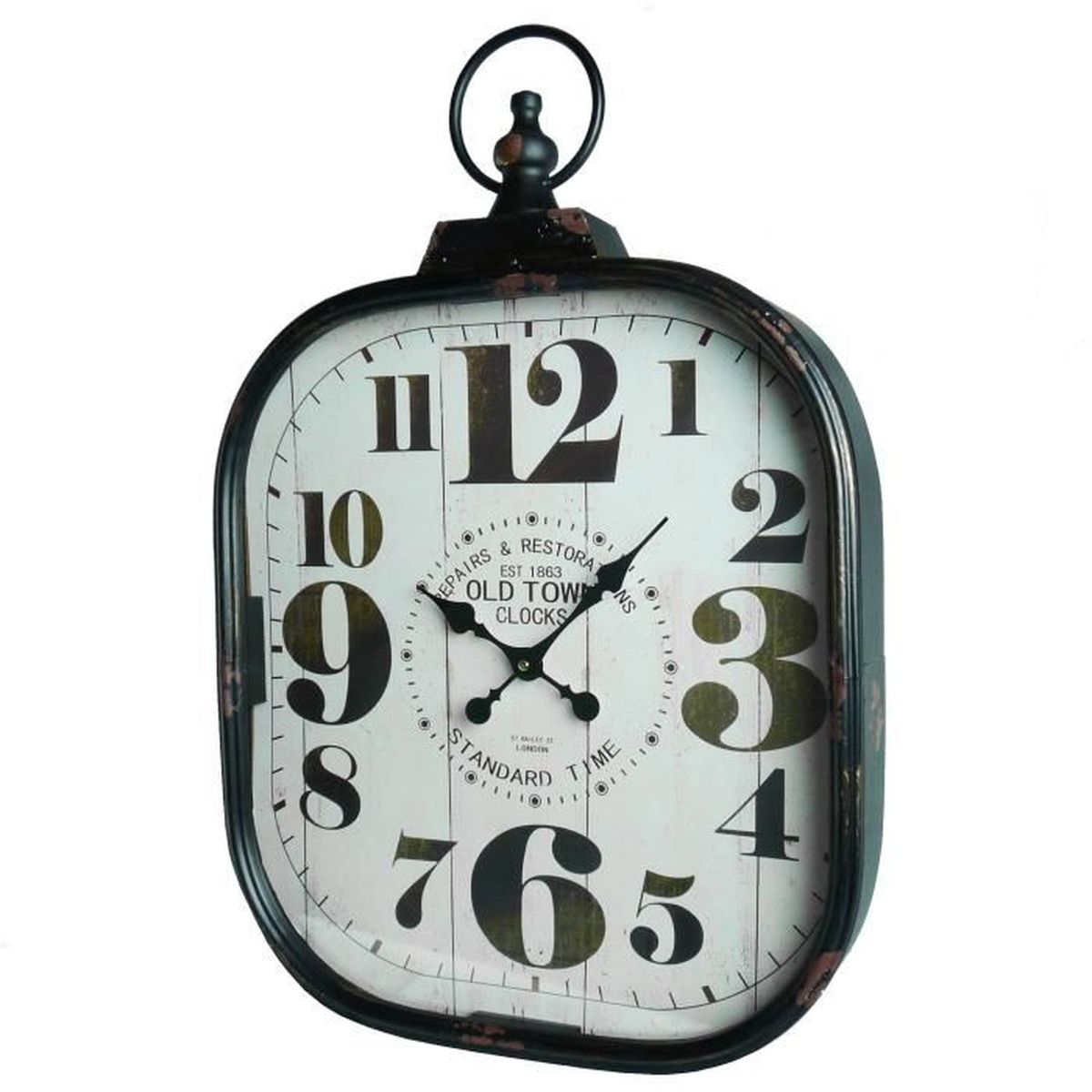 Grande Horloge Murale Style Ancienne Montre a Gousset Pendule en Fer et