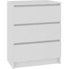 HUCOCO SKANDI - Commode contemporaine 3 tiroirs - 60x77x40 cm - Meuble de rangement - Blanc mat