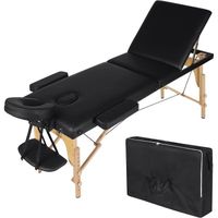 Table de Massage Pliante Professionnelle, Lit de Massage Portable, Réglable en Hauteur, avec sac de Transport, Noir E0EG0001