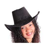 Chapeau de cowboy Wild West - Noir - Modèle CW-06 - Feutre de qualité supérieure