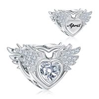NINGAN Charms Naissance Avril pour Pandora Bracelet - Breloques Ajourés de Perles en Argent Sterling 925