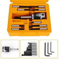Tête d'alésage MT2-M10 F1-12 50mm + 9pcs 12mm Barre d'alésage Kit d'outils de fraisage