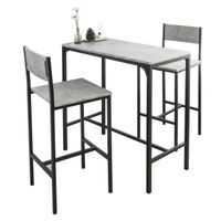 SoBuy OGT03-HG Ensemble Table de Bar + 2 Chaises Set de 1 Table + 2 Tabouret Haut de Bar Table Haute Cuisine