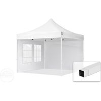 Tente pliante autoportante TOOLPORT - Acier, PES 300g/m² - Blanc