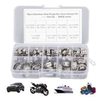 VBESTLIFE Kit de colliers de serrage à oreille unique Kit de Colliers de Serrage pour Tuyaux et Câbles, 70 Pièces, en auto kit