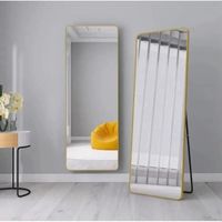 WeValley 137 x 37 cm Miroir sur Pied, Miroir de Sol, Miroirs muraux, Miroir Autoportant, Alliage d'Aluminium avec Cadre-Doré