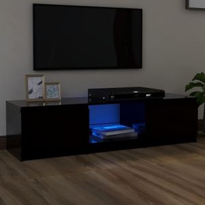 MEUBLE TV Meuble TV avec lumières LED Noir 140x40x35,5 cm