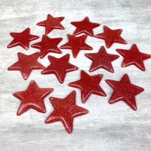 Décors de table Lot de 14 étoiles pailletées rouge en plastique, 4
