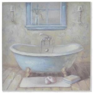 Cadre toile tableau Baignoire - Salle de bain - vintage rétro - 40 x 40 cm  - A - Cdiscount Maison