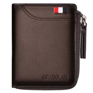 Porte-monnaie Homme En Cuir Véritable - Format Compact Idéal Pour Poche - Design Grain De Café - Noir