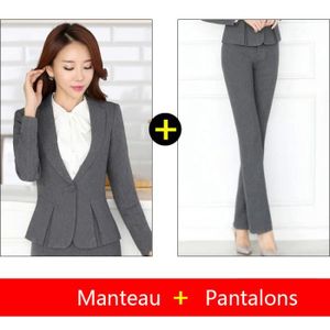 Costume 2 Pièces Femme Eskandar - Soie/lin, Bleu Marine/gris, Tailles 1 & 2 - Occasion Parfait
