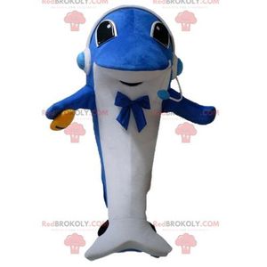 DÉGUISEMENT - PANOPLIE Mascotte de dauphin bleu et blanc avec un casque a
