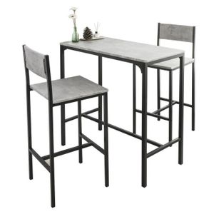 TABLE À MANGER COMPLÈTE SoBuy OGT03-HG Ensemble Table de Bar + 2 Chaises Set de 1 Table + 2 Tabouret Haut de Bar Table Haute Cuisine