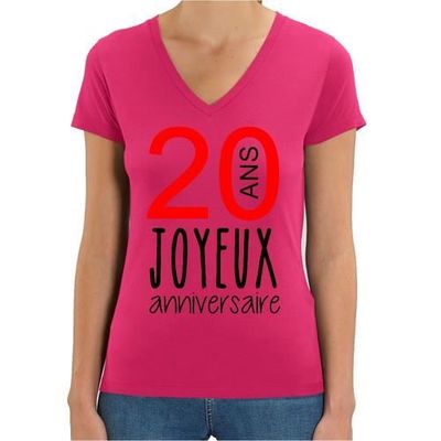T Shirt Premium Manche Courte Femme Rose Joyeux Anniversaire Ans Rose Cdiscount Pret A Porter