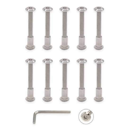 Lot De 10 Ensembles écrous Barillet + Vis Fraisées M6x35mm - Uxcell - Longueur Totale 41mm - Neuf