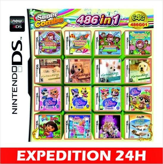 486 en 1 Cartouche de jeu DS Mario Multicart pour Nintendo DS NDSL NDSi ...