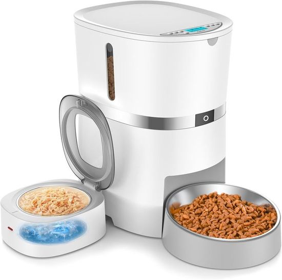 Distributeur Automatique 2-en-1 Pour Chat/chien – Réservoir Nourriture 2,2L Et Eau 0,8L – Sans électricité, Facile à Nettoyer