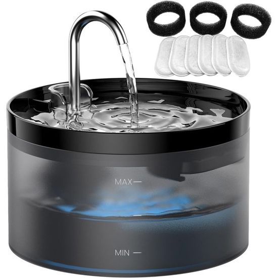 Pompe Pour Fontaine à Eau Pour Chats - USB, 5V/3W, Débit 150L/h, Hauteur 50cm - Silencieuse, Économique, Avec LED - Acier Inoxydable