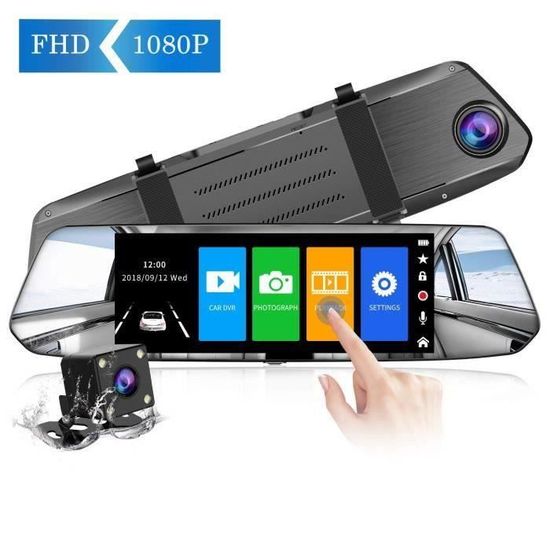 7 Pouces LCD Dashcam Voiture Rétroviseur Écran Full HD 1080P, Caméra de Voiture Grand Angle avec Caméra Avant et Caméra Arrière