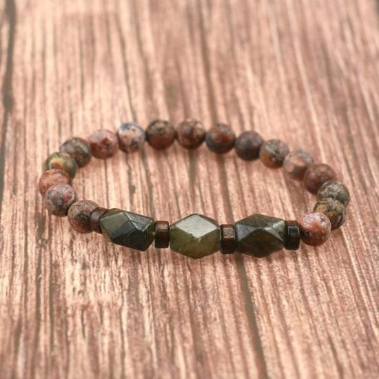 Bracelet En Pierre Hématite Polie Naturelle - Perles 4mm, Chakra, Longueur 18 Cm