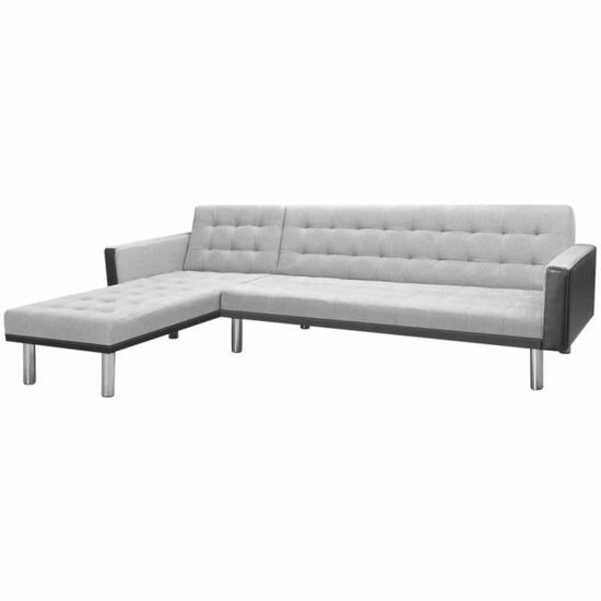 6267JOLI® Canapé d'angle réversible convertible Sofa de salon Confortable• Canapé-lit Scandinave tissu 218 x 155 x 69 cm Noir et Gri