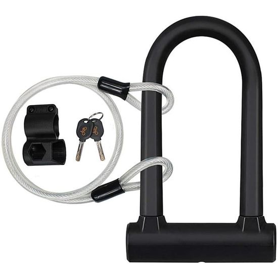 Antivol Vélo U Renforcé 20mm + Câble Acier 1.2m - Cadena Combinación Résistant - Support De Fixation Inclus