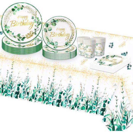Serviette Jetable Anniversaire 80 Joyeux Anniversaire - Design Blanc Et Or Avec Motifs Eucalyptus Serviettes Papier