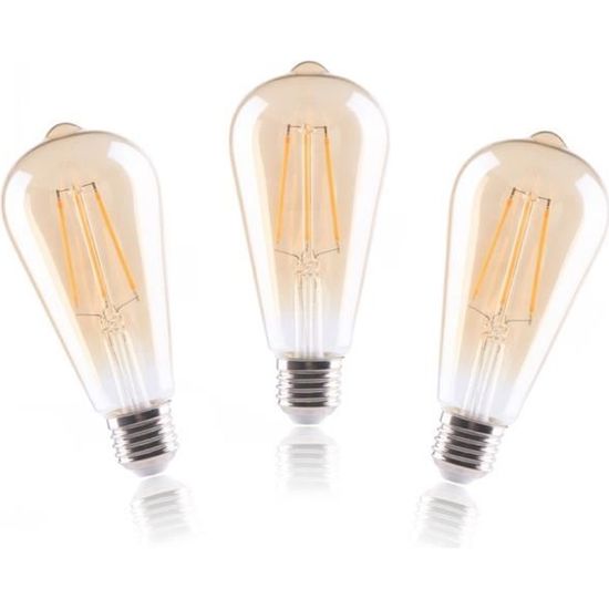 3x Ampoules LED Filament Retro E27 Dimmable 8W Équivalent 80W Blanc Chaud 800LM Ampoule de verre Décoration intérieur Edison Vintage