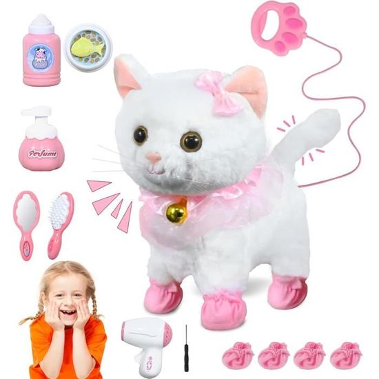 Marsjoy Chat Robot Gris En Peluche Chat En Peluche Chat Interactif Miaou Chaton Controle Tactile Animal De Compagnie Electronique Jouet Robotique Pour Chat Jouet Anime Pour Fille Et Enfant L 30 5