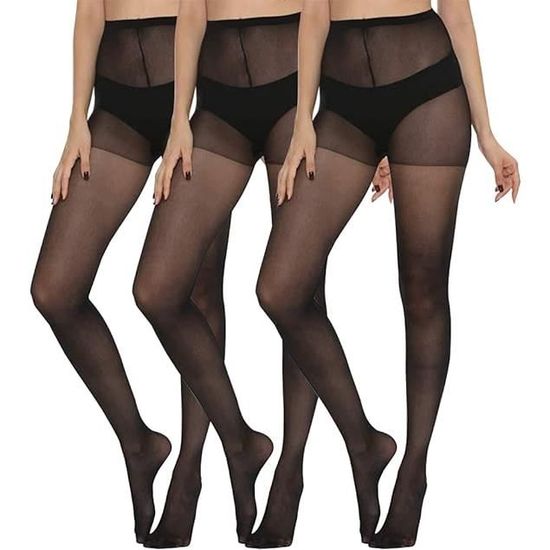 Mesing Collants Femme Resistants Elastivoile Leggings Curvy Taille Haute Microfibre Pantyhose Tights Transparent 20D,1/2/3 Paires,XS 3XL SW1106 XS S Black3pcs